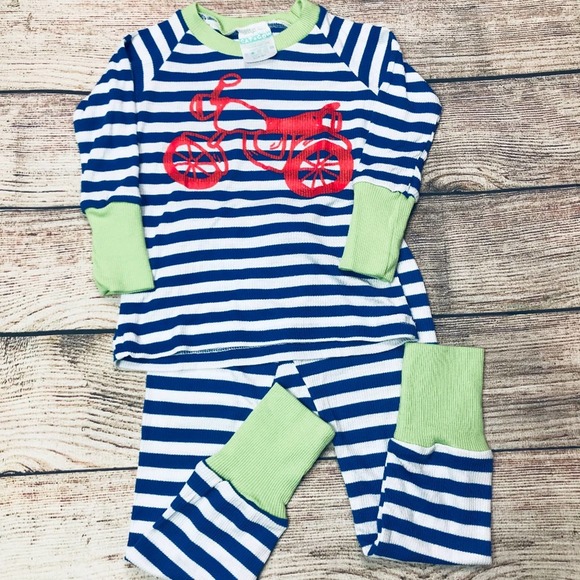 NWT 18m boys LS Navy/Lime bike pajamas - Picture 1 of 3
